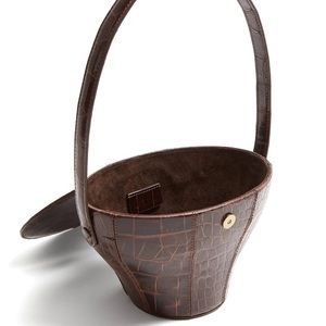 STAUD Alice Brown Faux Croc Bag NWT
